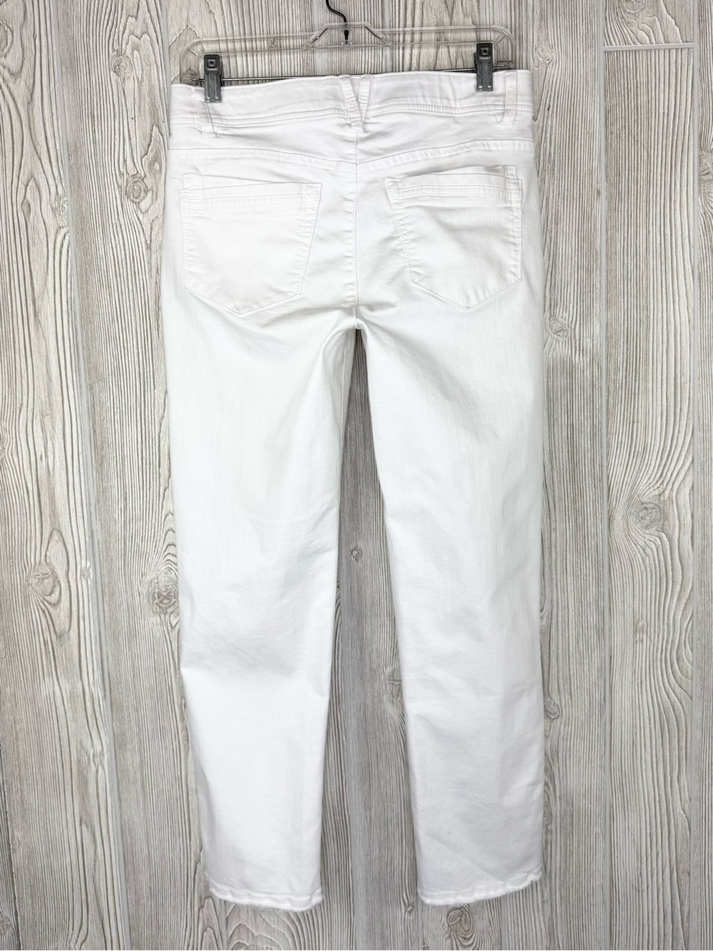 Democracy “Ab”Technology White Cropped Slim Straight Leg Jeans 6 Raw Hem Ankle - Picture 2 of 6